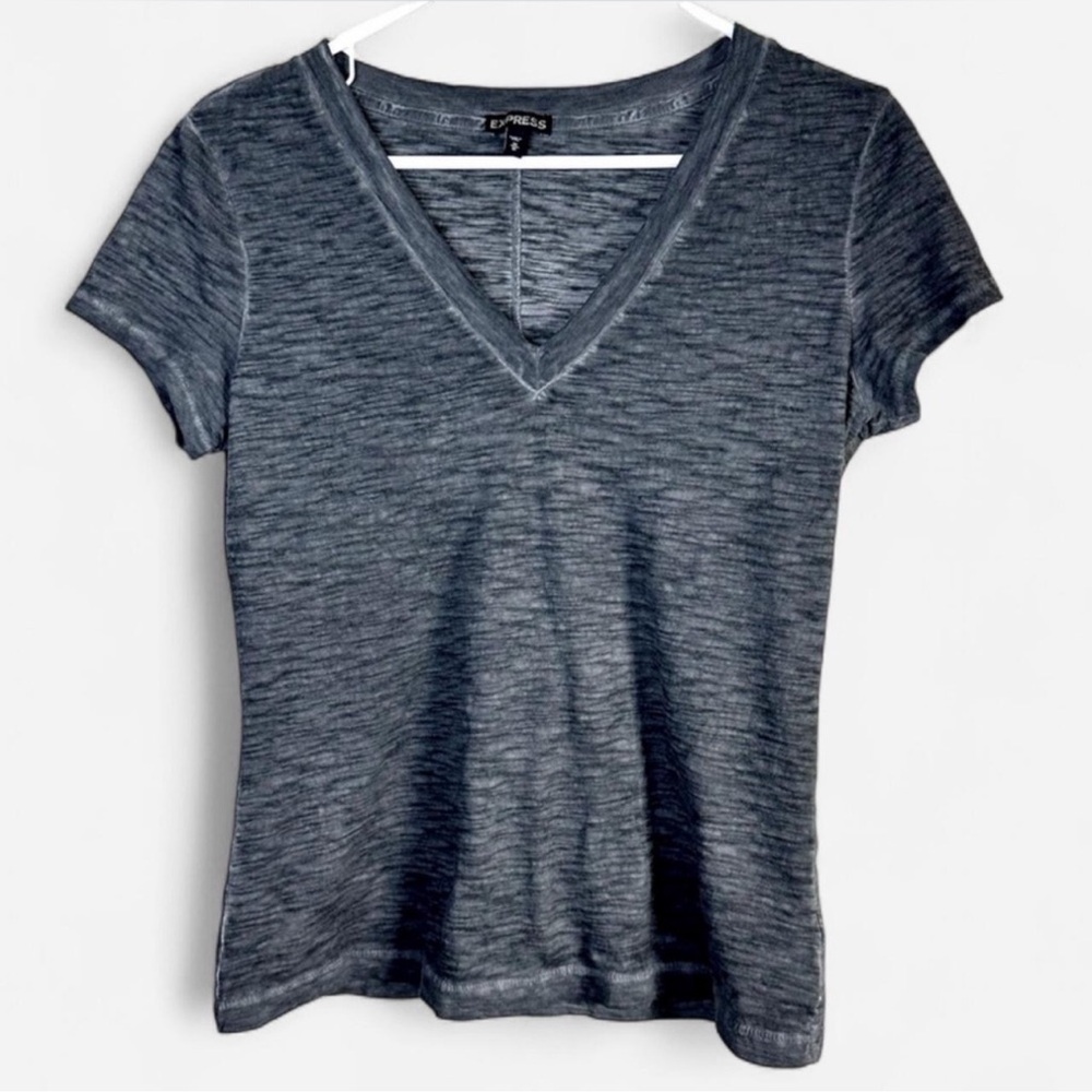 Express Gray V-Neck Women's Top - Medium